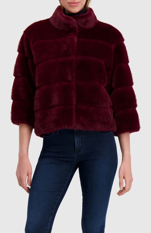 Lyla Grant Fur-free Mink (faux Fur) Jacket In Burgundy