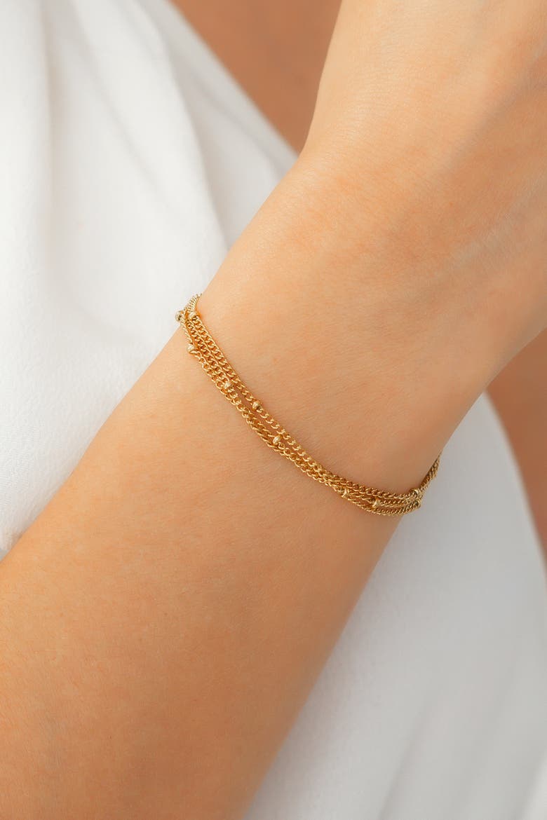 Triple Layer Satellite Chain Bracelet, Alternate, color, Rose Gold-Tone