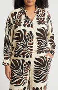 T Tahari Printed Faux Wrap Top