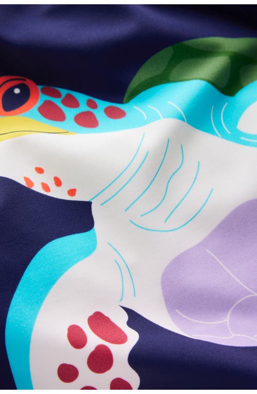 Mini Boden Kids' Colorblock Long Sleeve Rashguard In Blue Turtle