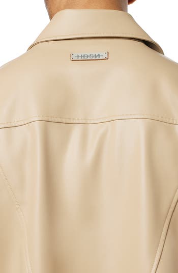 Short Sleeve Faux Leather Zip Shirt