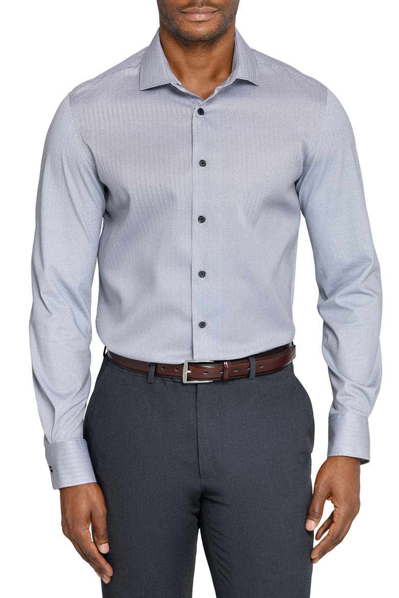 Slim Fit Stripe Duo Reworked Cotton Dress Shirt, Main, color, BLACK/ WHITE