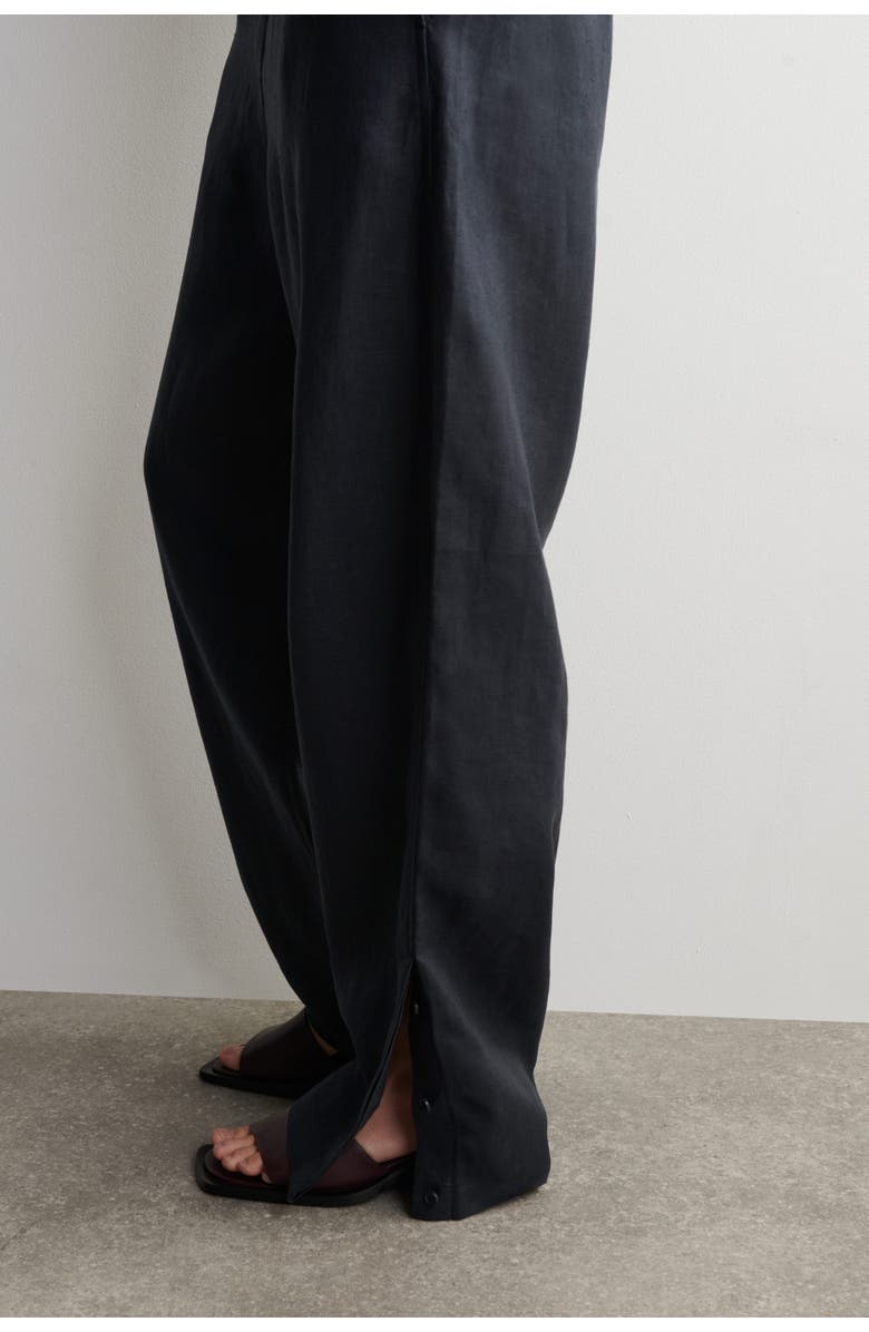 COS Elasticated Linen Barrel-Leg Pants, Alternate, color, Navy