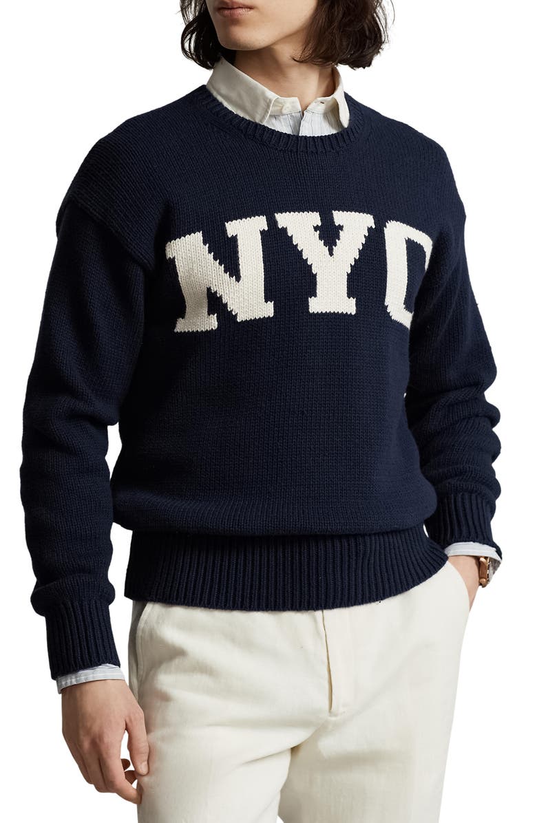 Polo Ralph Lauren Cotton Graphic Sweater, Main, color, 