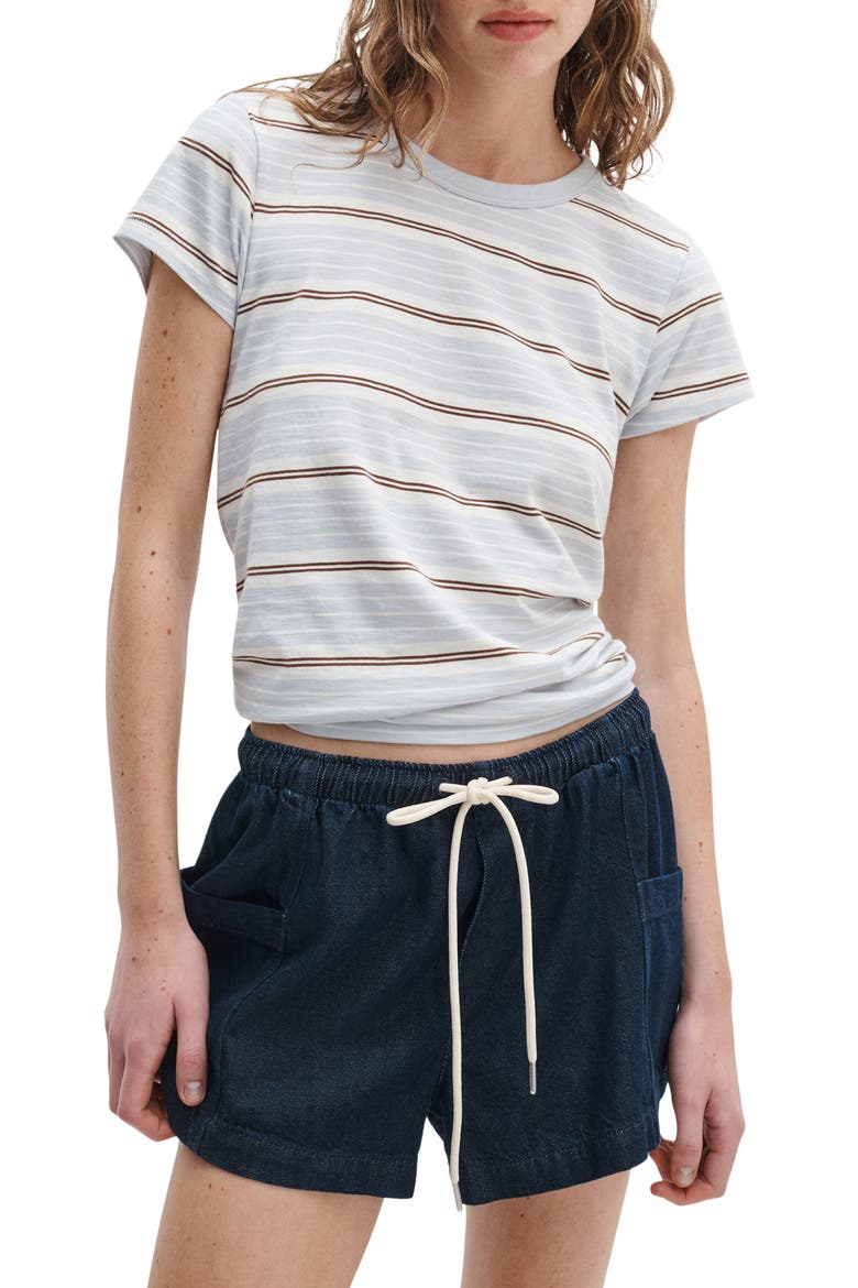 The Slub Stripe Cotton T-Shirt, Main, color, LIGHT BLUE MULTI