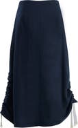 Gizia Dark Navy Button-Closure Maxi Skirt