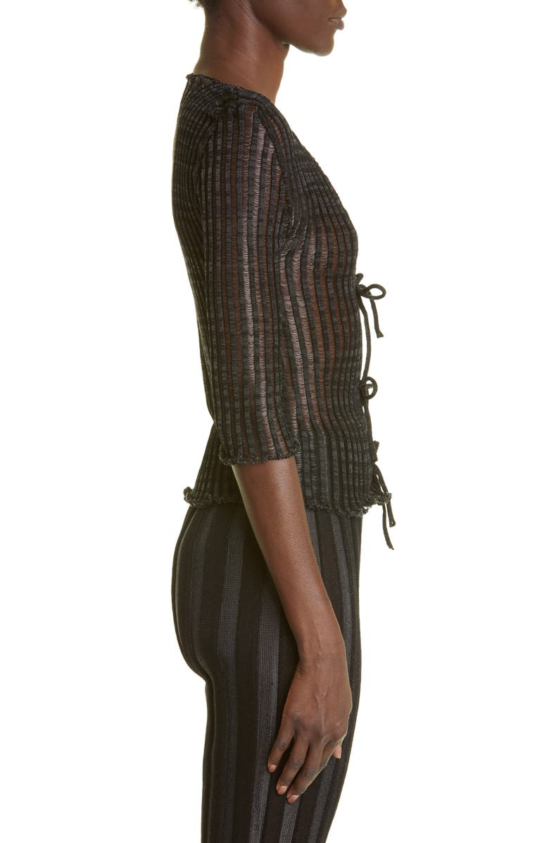 A. Roege Hove Patricia Ladder Stitch Cotton Blend Cardigan, Alternate, color, 