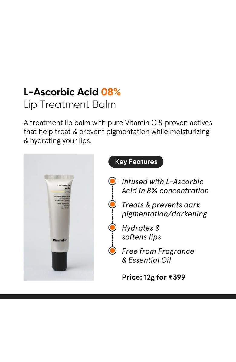 Minimalist L-Ascorbic Acid 08% Lip Treatment Balm, Alternate, color, 