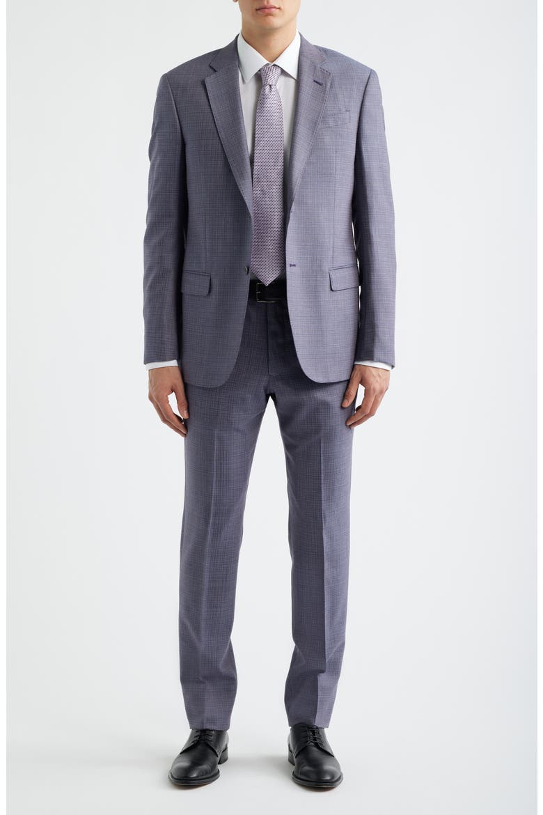 Purple & Blue Plaid Virgin Wool Suit, Main, color, PURPLE