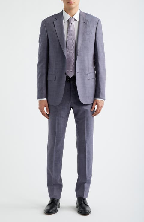 Purple & Blue Plaid Virgin Wool Suit