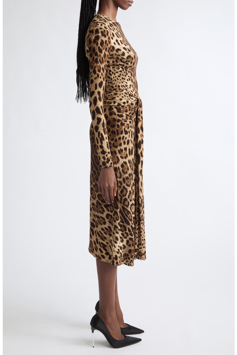 Leopard Print Long Sleeve Midi Dress, Alternate, color, LEO NEW