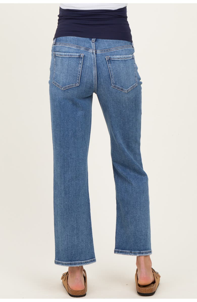 PinkBlush Distressed Open Knee Ankle Straight Leg Maternity Jeans, Alternate, color,