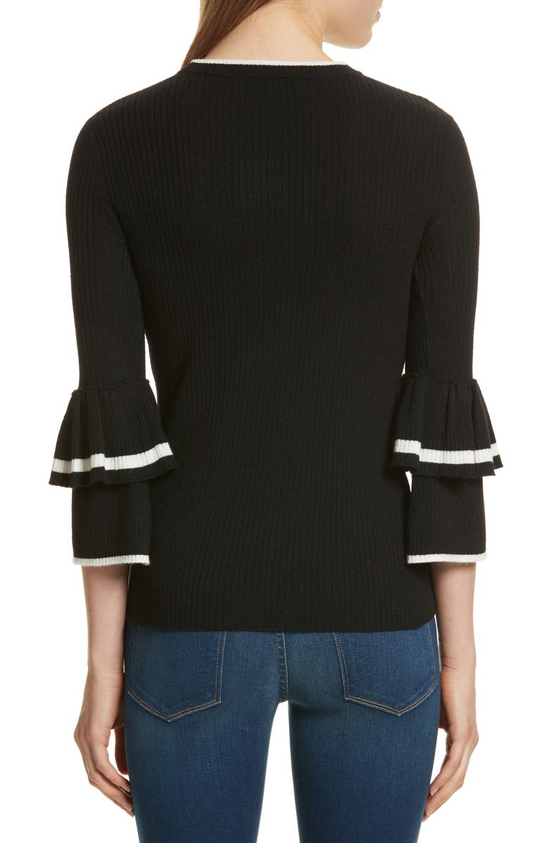 FRAME Double Ruffle Cuff Sweater, Alternate, color, 