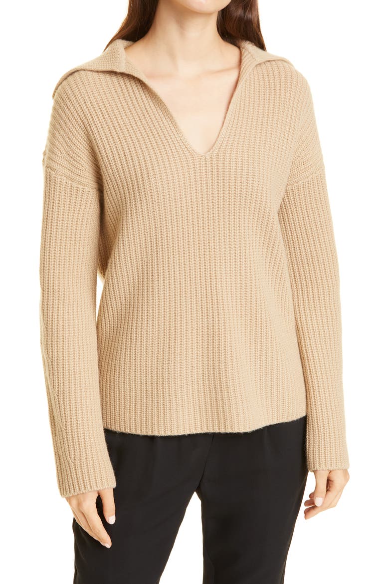 Collared Wool & Cashmere Sweater, Main, color, FAUNA