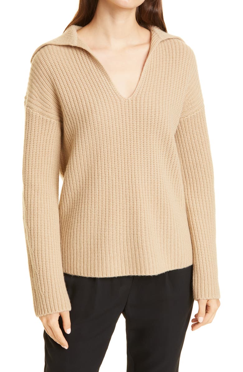 Vince Collared Wool & Cashmere Sweater, Main, color, Fauna