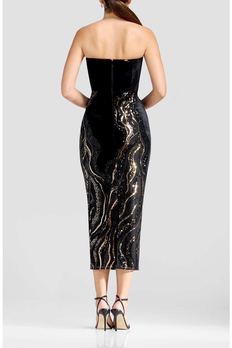 Viviana Sequin Velvet Cocktail Midi Dress, Alternate, color, BLACK MULTI