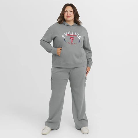 Women's WEAR by Erin Andrews Gray Philadelphia Phillies Plus Size Waffle-Knit Long-Sleeve Hoodie & Lounge Pant Set