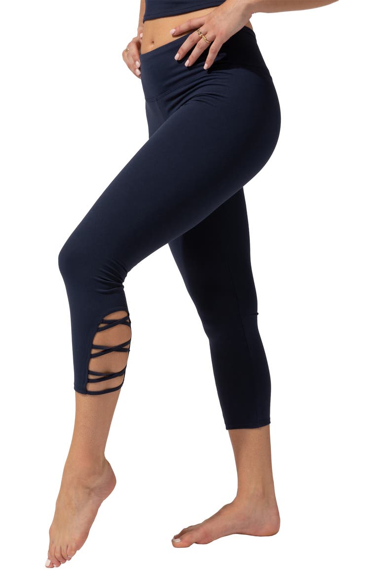 Crisscross Crop Leggings, Alternate, color, RAW DENIM