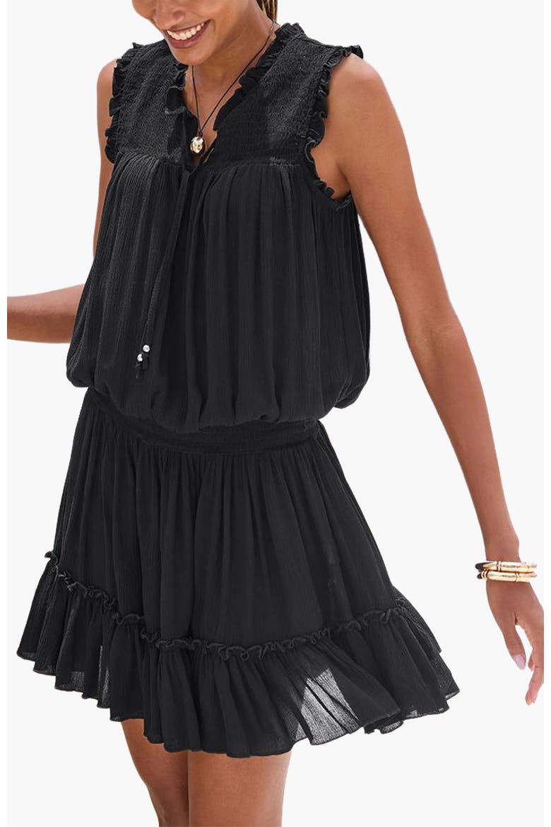 Ruffle Trim Dress, Main, color, Black