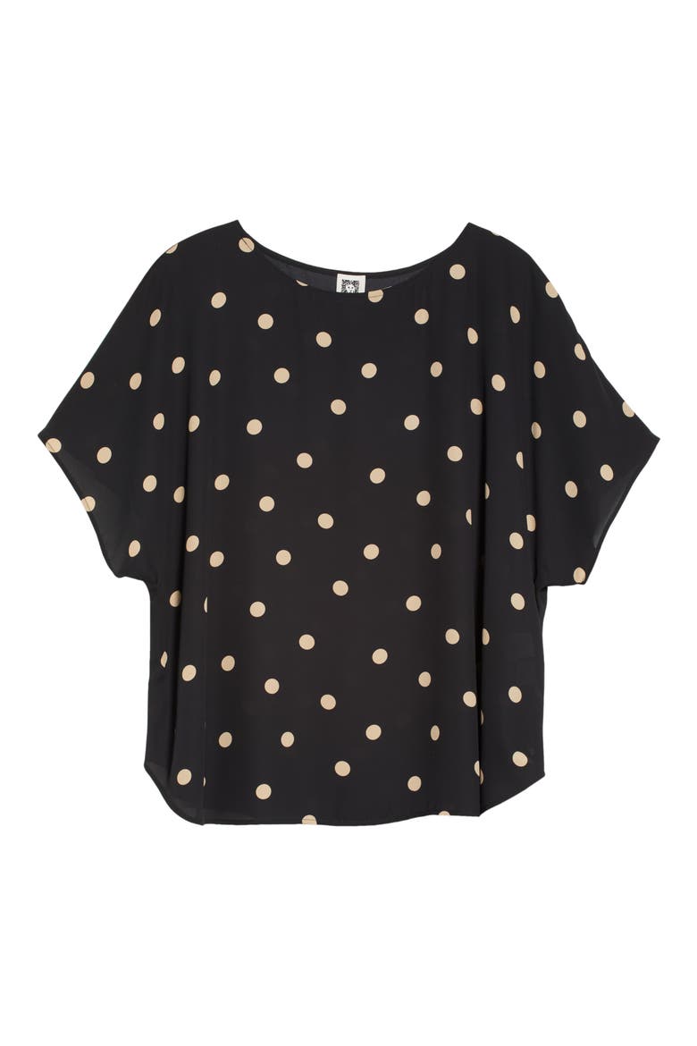 Polka Dot Blouse, Alternate, color, ANNE BLACK/ LATTE