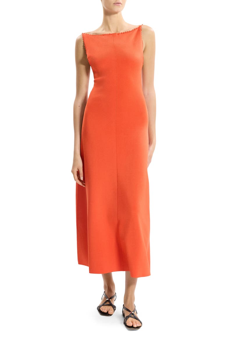 Embroidered Detail Midi Dress, Main, color, POPPY