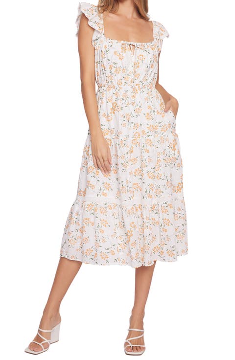 Acropolis Hills Floral Cotton Midi Dress