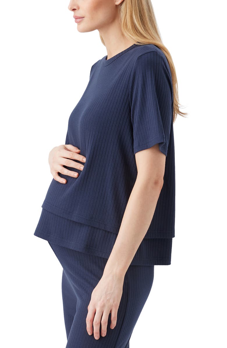 Ripe Maternity Mike Rib Nursing Top, Alternate, color, Navy
