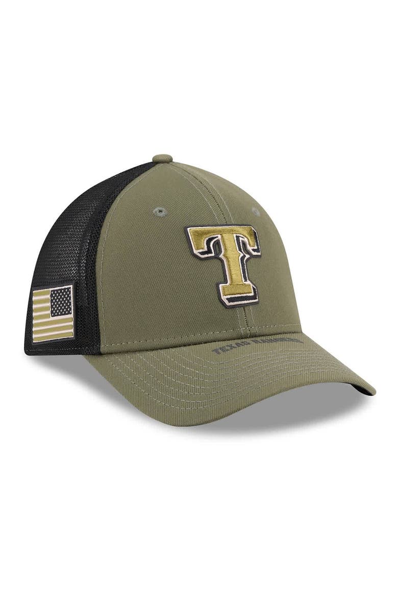 Men's New Era  Olive Texas Rangers 2026 Armed Forces Day 39THIRTY M-Crown Flex Hat, Main, color, Olive