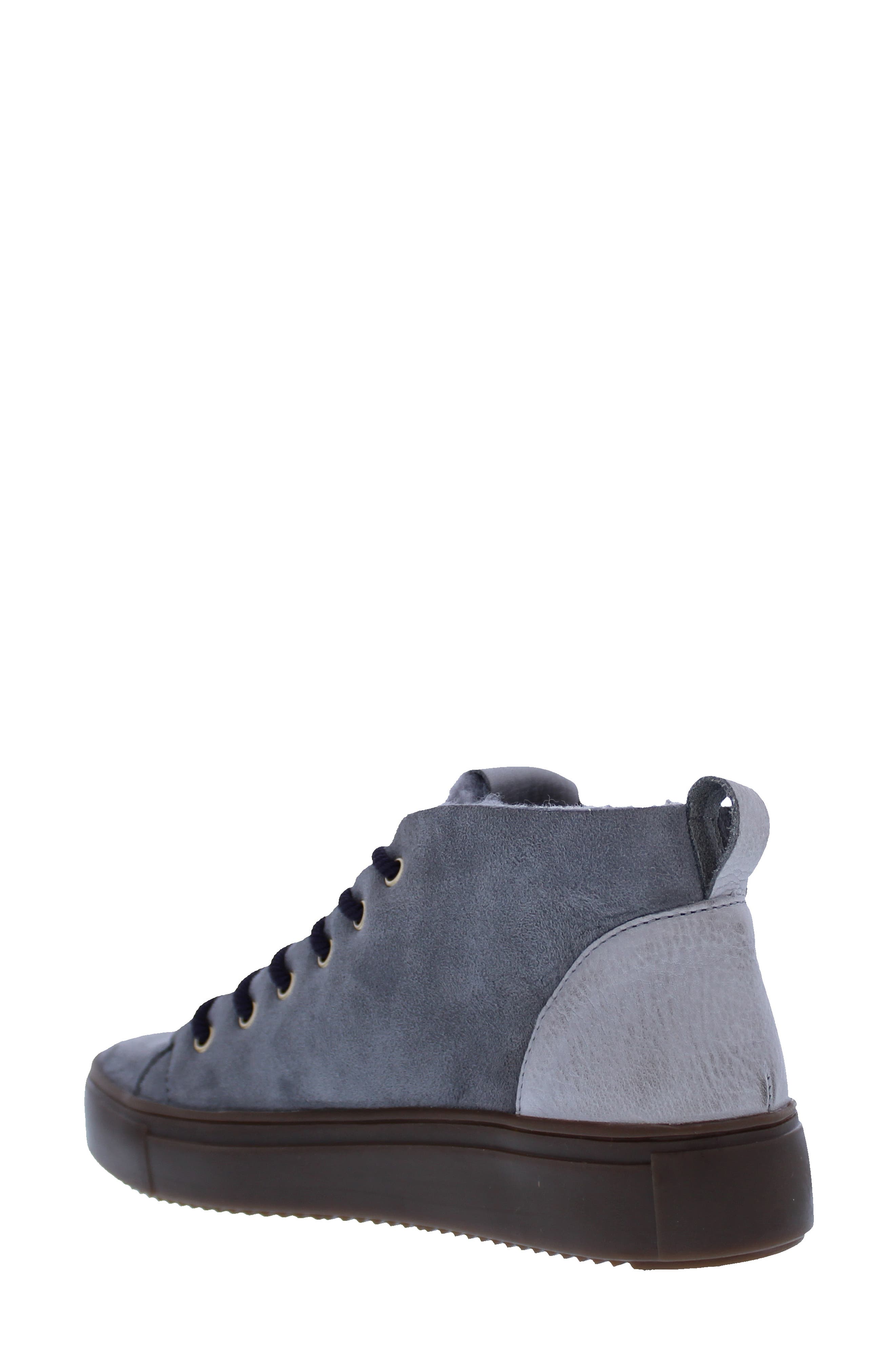 QL48 Genuine Shearling Lined High Top Sneaker, Alternate, color, SILVER SCONCE NUBUCK LEATHER