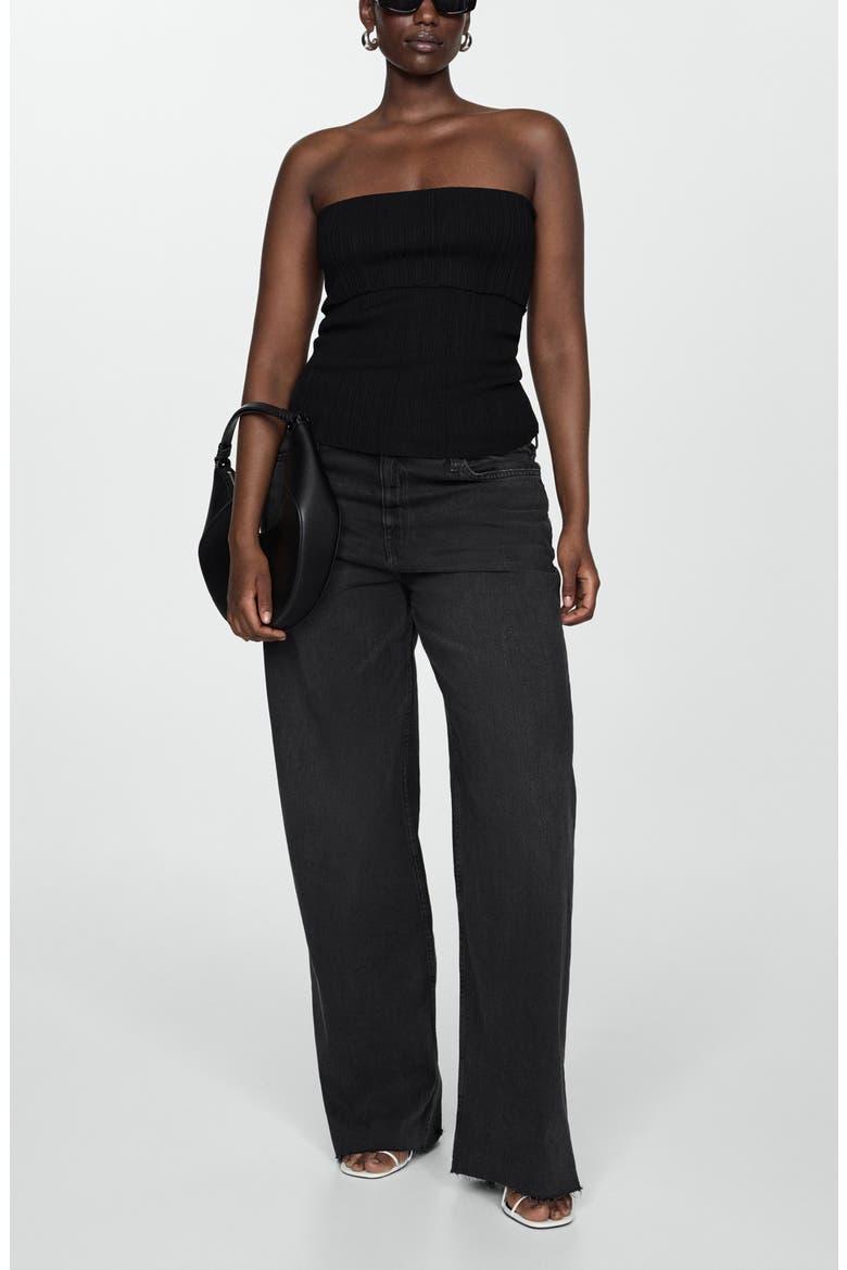 Strapless Rib Top, Alternate, color, BLACK