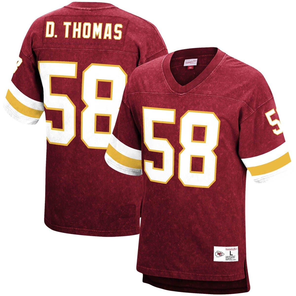 Men's Mitchell & Ness Derrick Thomas Red Kansas City Chiefs Retired Player Name & Number Acid Wash Top - image 1