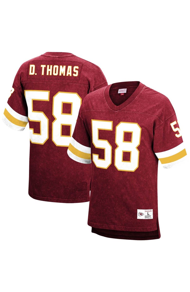 Mitchell & Ness Men's Mitchell & Ness Derrick Thomas Red Kansas City Chiefs Retired Player Name & Number Acid Wash Top, Main, color, 