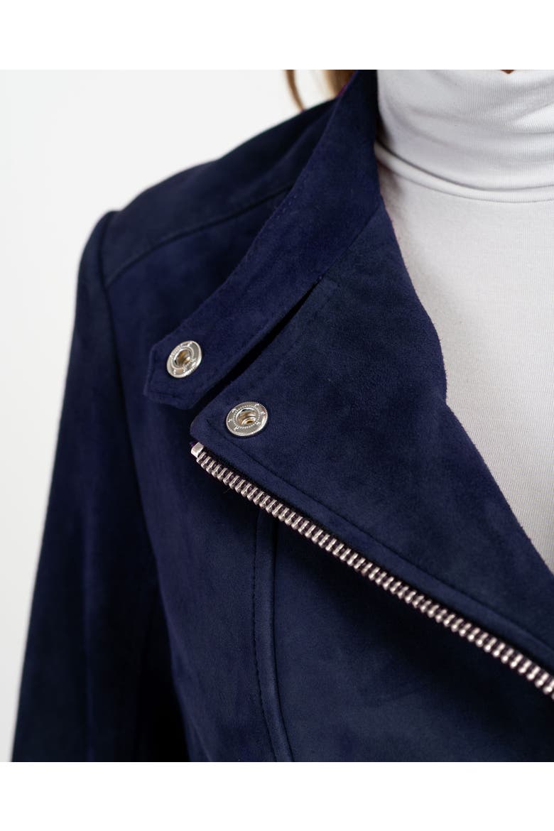 Hudson Suede Biker Jacket, Alternate, color, Navy