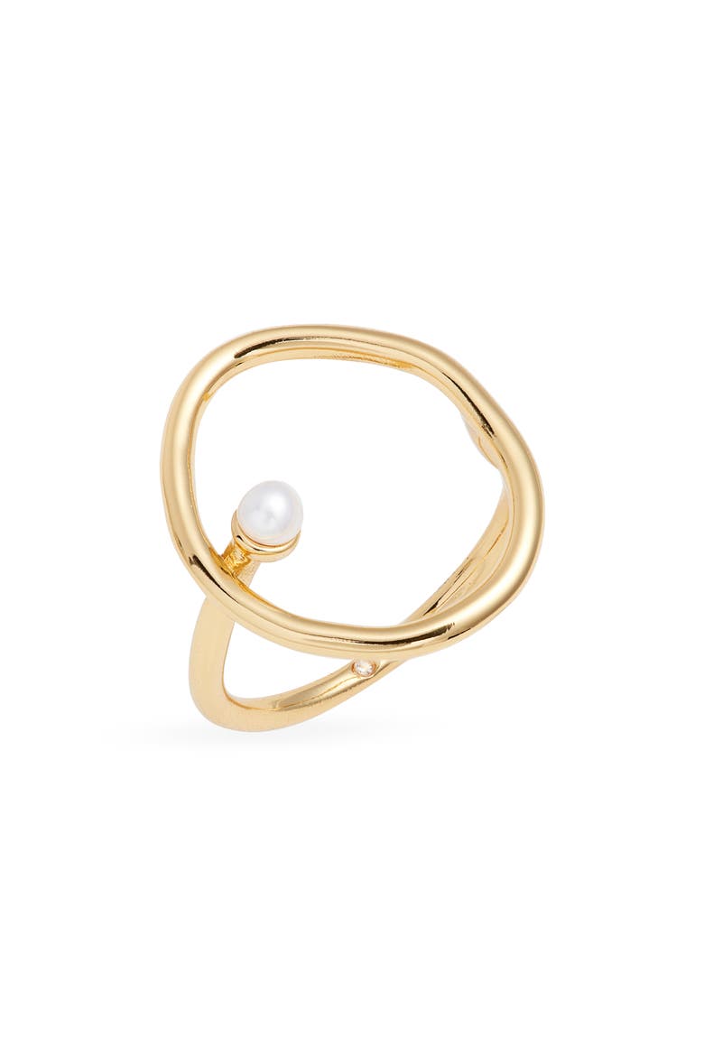 Demi Fine Open Freshwater Pearl Ring, Main, color, 14K GOLD PLATED