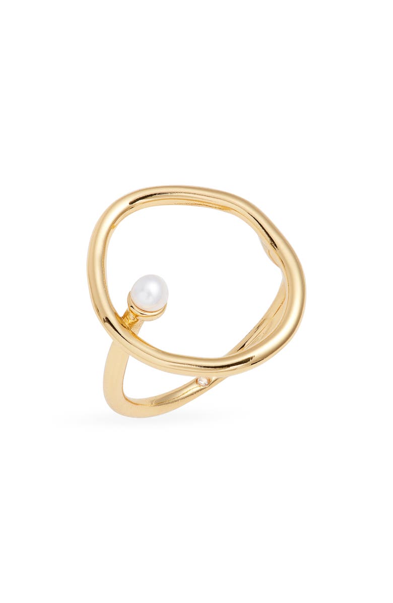 Nordstrom Demi Fine Open Freshwater Pearl Ring, Main, color, 14K Gold Plated