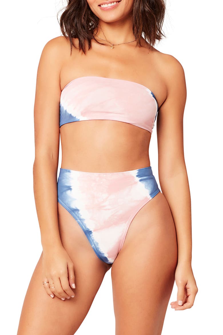 L Space Beach Wave Bandeau Bikini Top, Alternate, color, AMERICANA