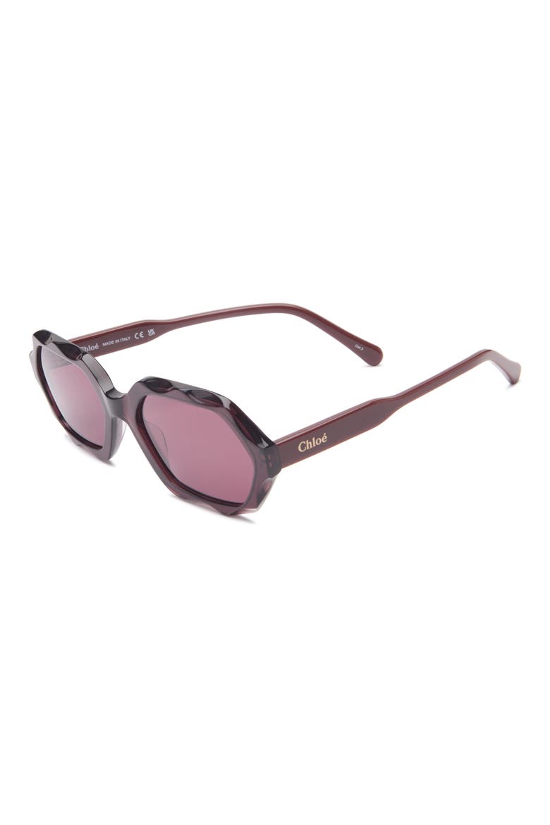 56mm Scalloped Geometric Sunglasses, Alternate, color, VIOLET BURGUNDY VIOLET