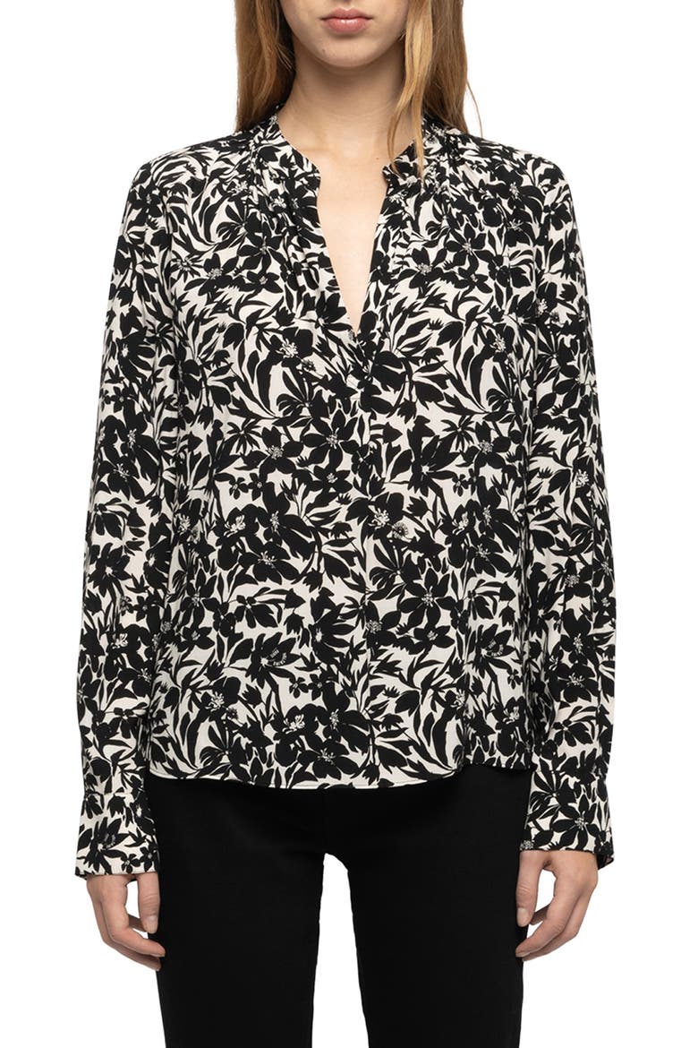 Tink Floral Print Top, Main, color, BLACK