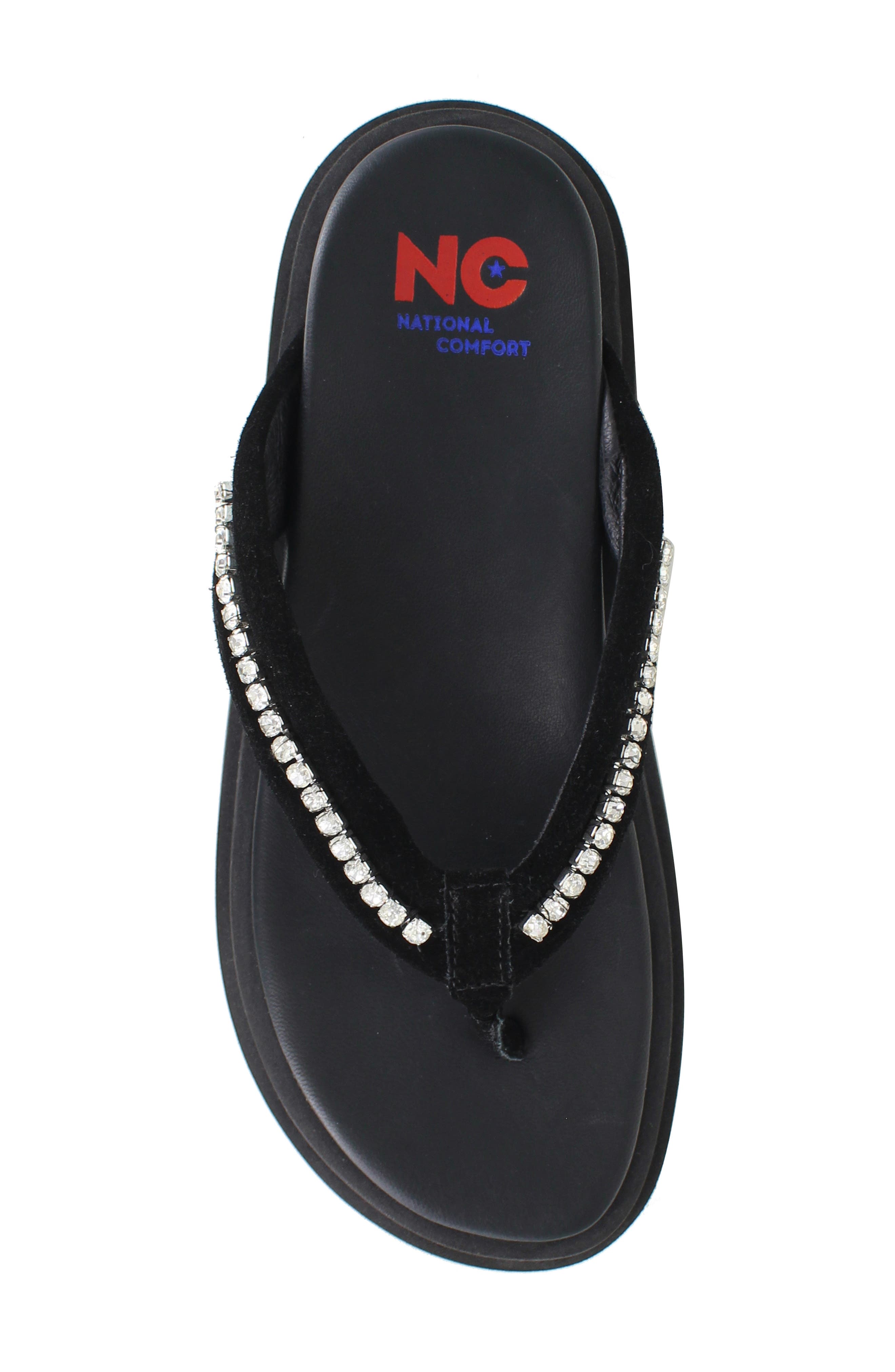 National Comfort Kayra Crystal Flip Flop, Alternate, color, Black Suede