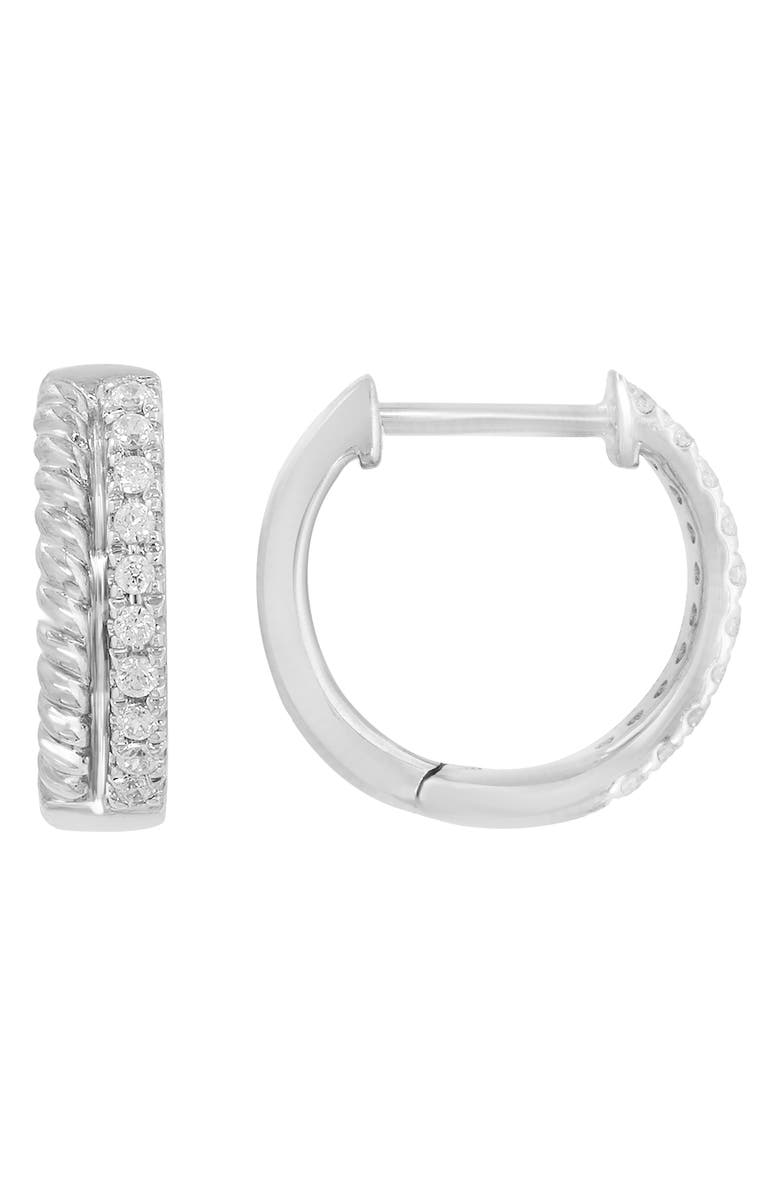 EFFY Sterling Silver Diamond Hoop Earrings, Main, color, Silver