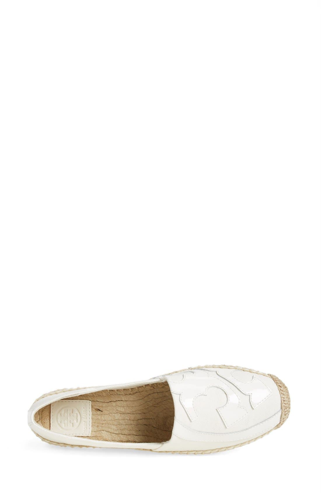 'Lonnie' Espadrille Flat, Alternate, color, IVORY CANVAS/ PATENT