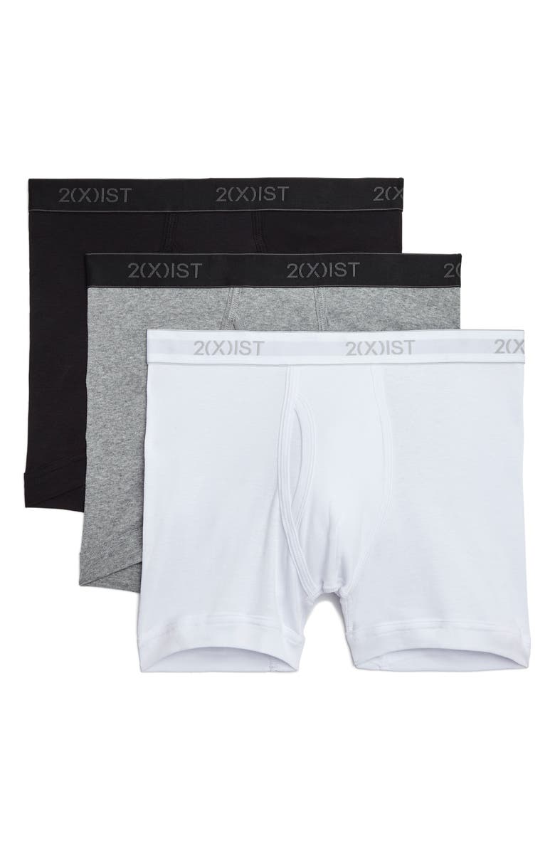 2(x)ist 3-Pack Cotton Boxer Briefs, Alternate, color, White/ Black/ Heathergray