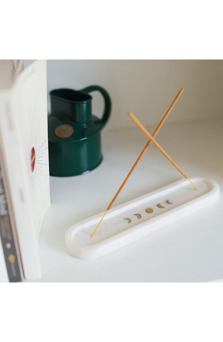 Matr Boomie Indukala Moon Phase Incense Holder - Carved Marble, Alternate, color, White