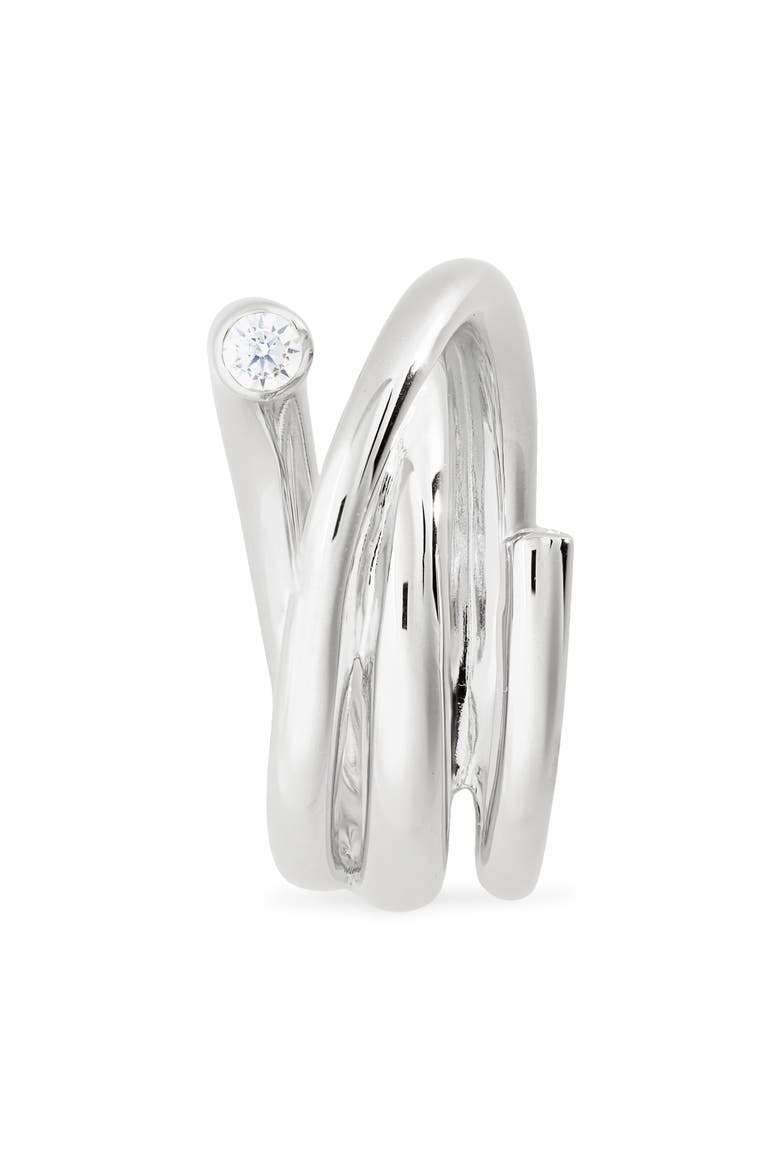Coil Cubic Zirconia Ring, Alternate, color, SILVER PLATED