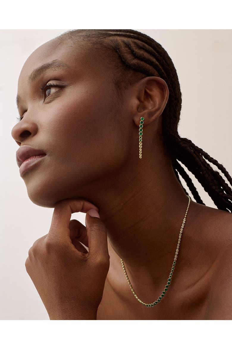 Serena Tennis Drop Earrings, Alternate, color, Green