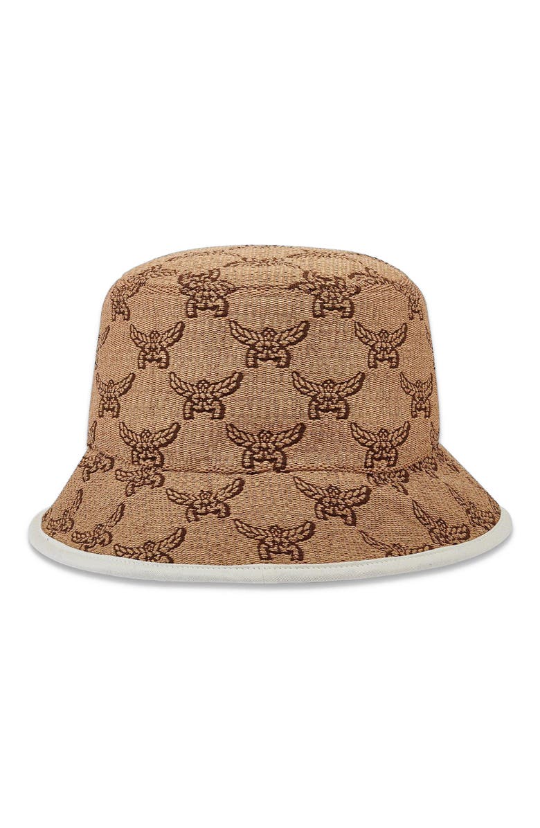 MCM Bucket Hat in Lauretos Raffia Jacquard, Main, color, 