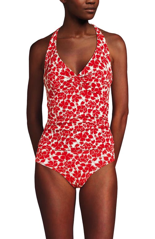 Lands' End Twist Halter Tankini Top In Red