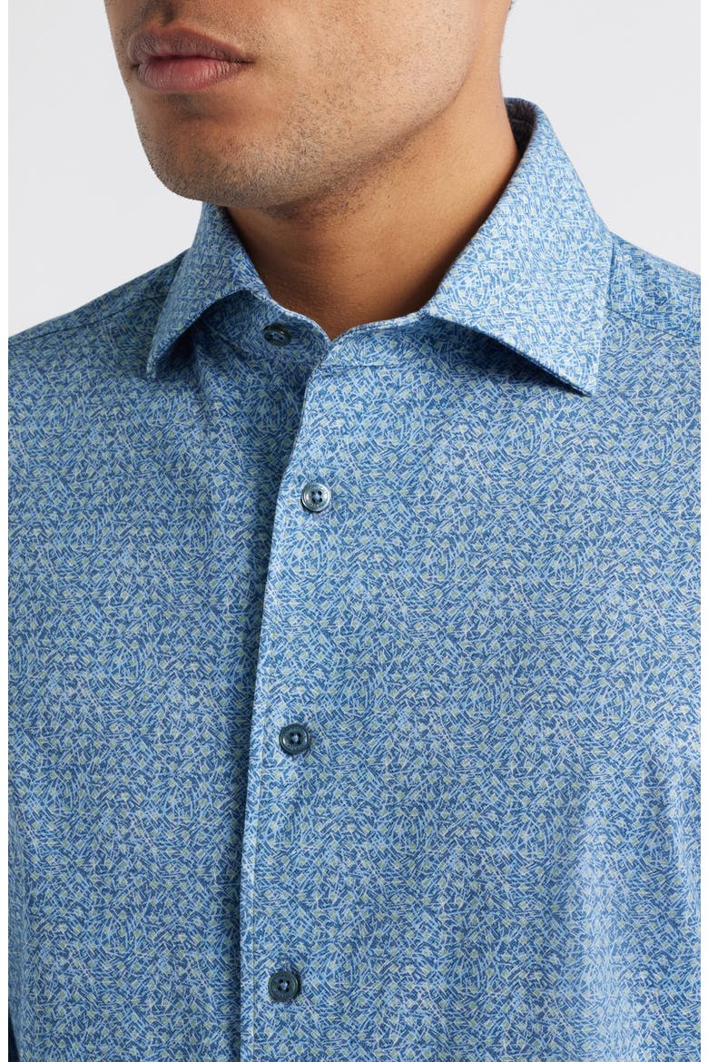 OoohCotton® Devon Abstract Print Button-Up Shirt, Alternate, color, COBALT