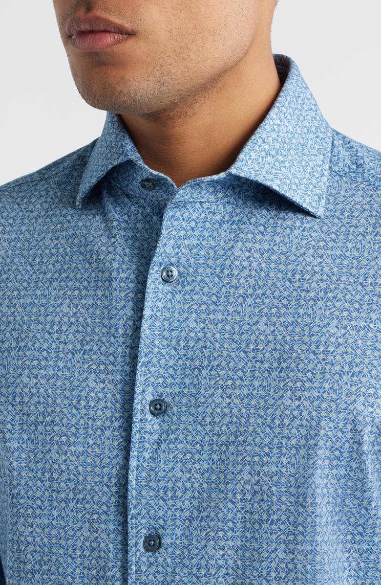 Bugatchi OoohCotton<sup>®</sup> Devon Abstract Print Button-Up Shirt, Alternate, color, Cobalt