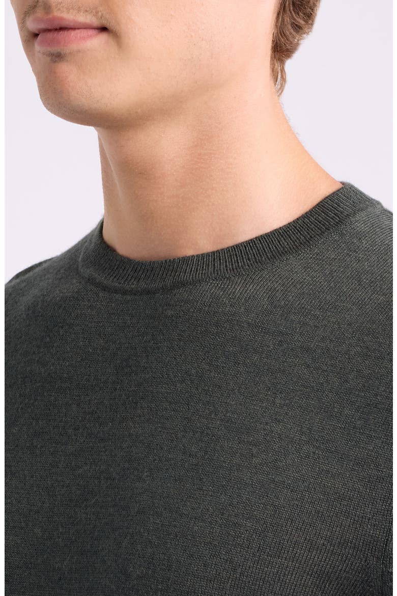 Italian Merino Wool Crewneck Sweater, Alternate, color, GREEN KOMBU HEATHER